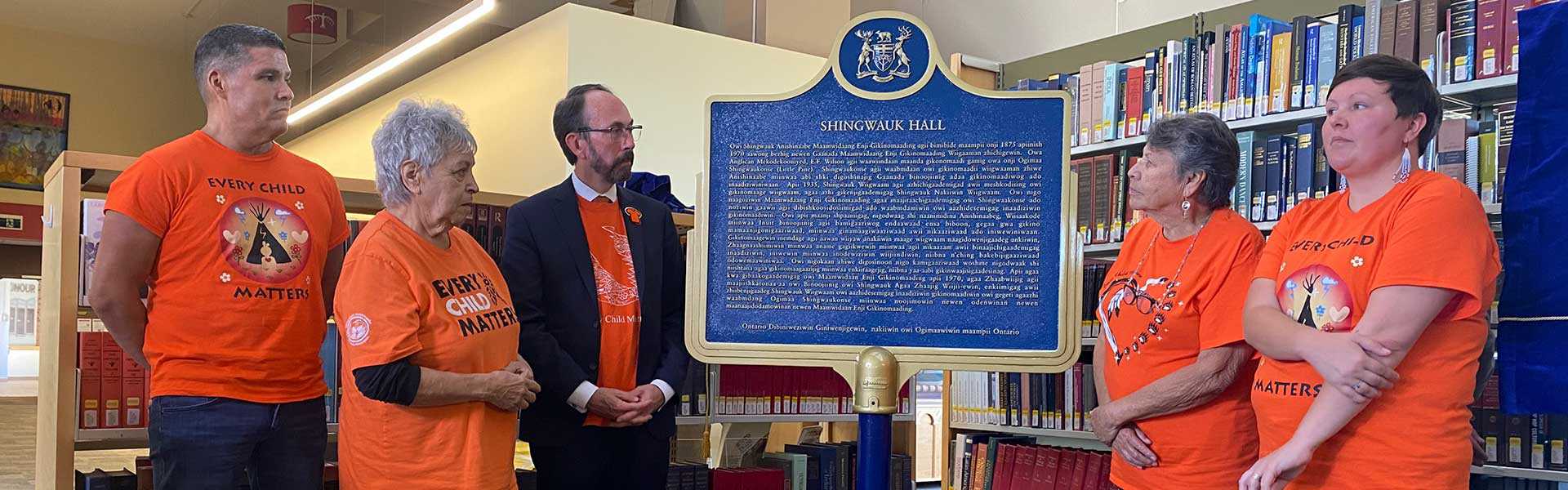Unveiling of a provincial plaque in Sault Ste. Marie commemorating Shingwauk Hall on September 30, 2022