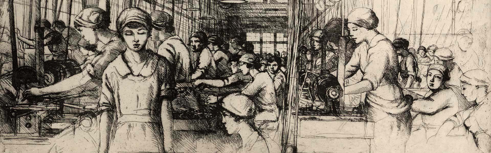 GW women in munitions factory illustration banner