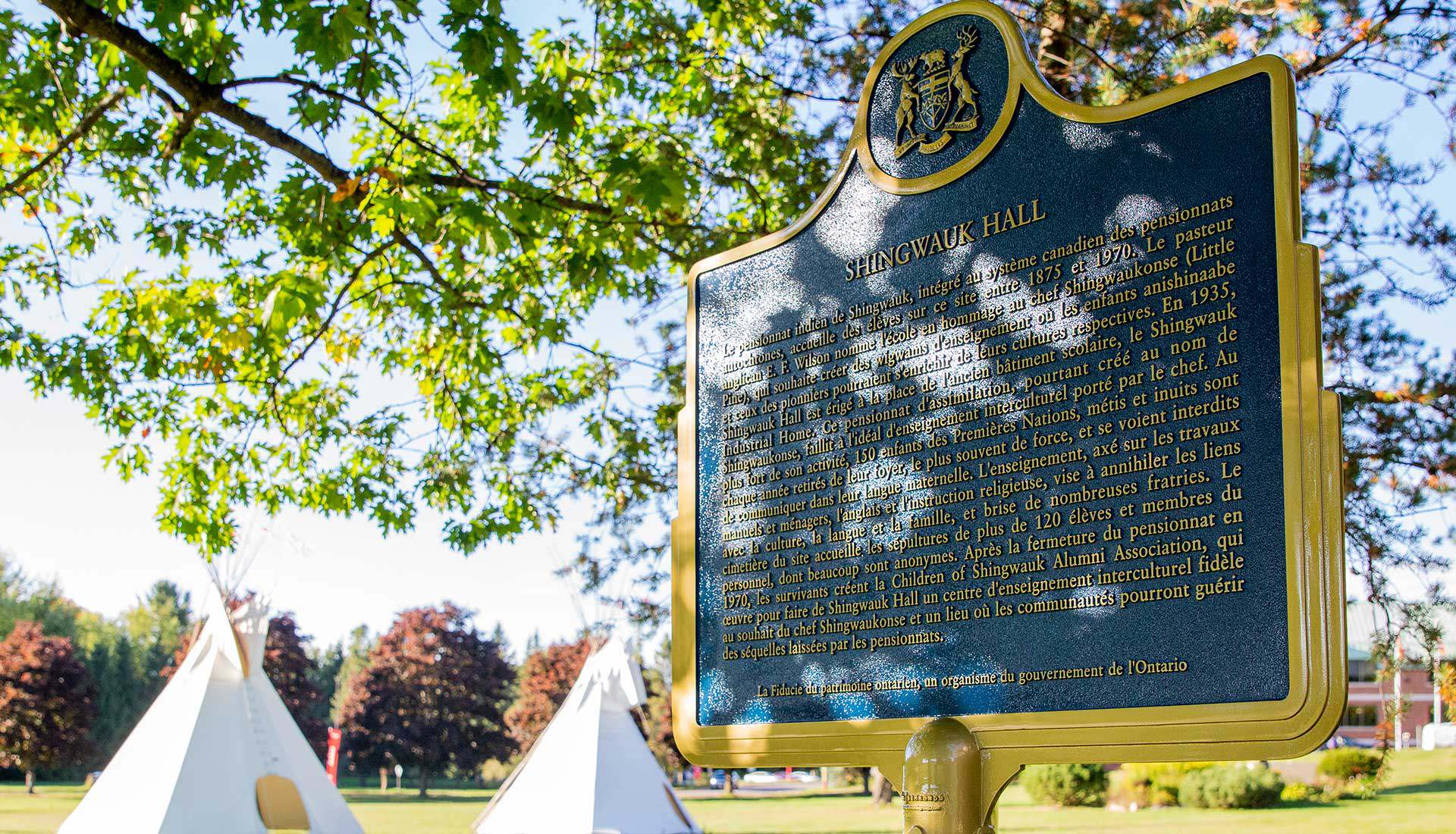 Shingwauk Hall plaque Sep 2022 banner