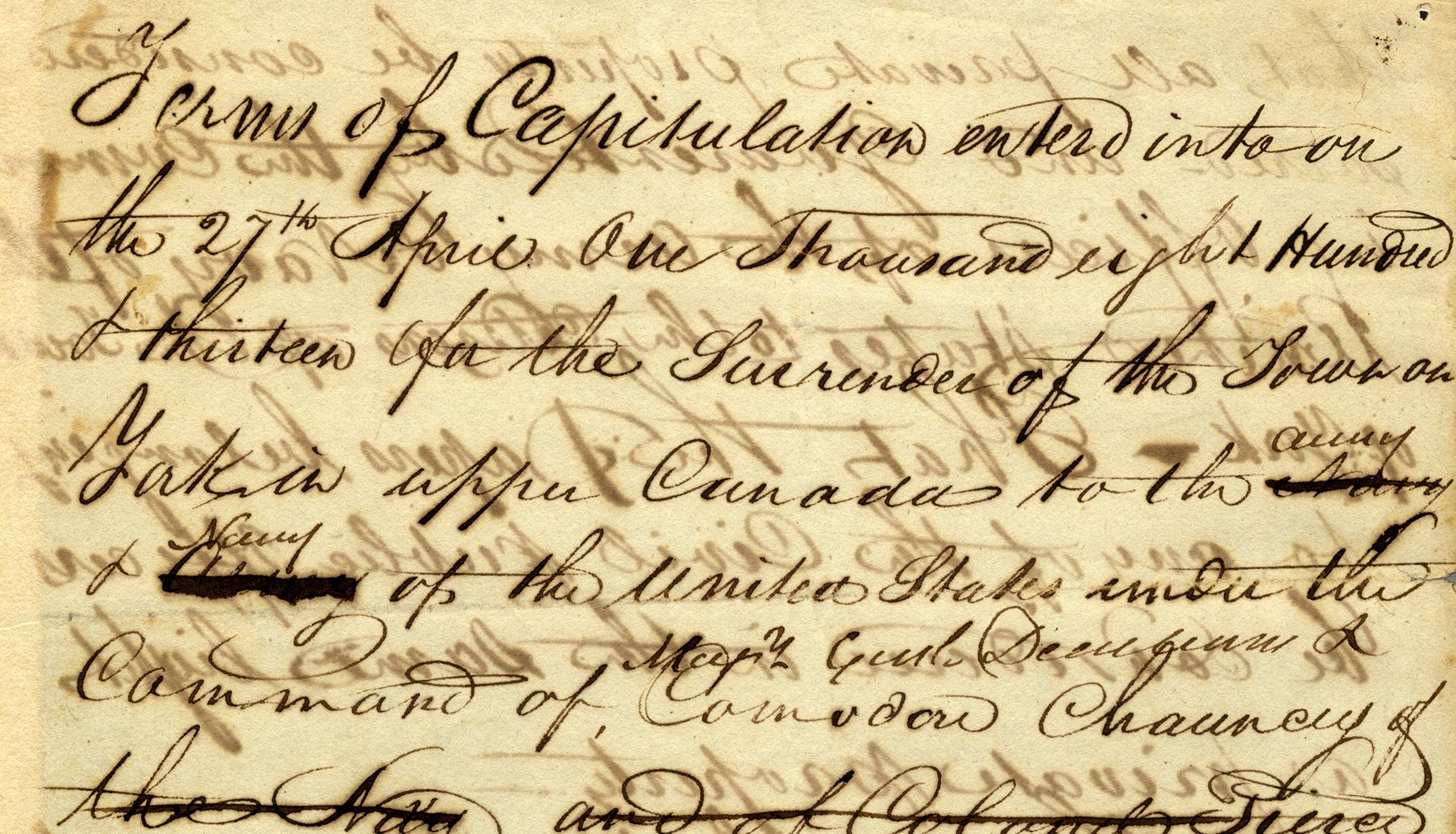 Terms of Capitulation War of 1812 banner
