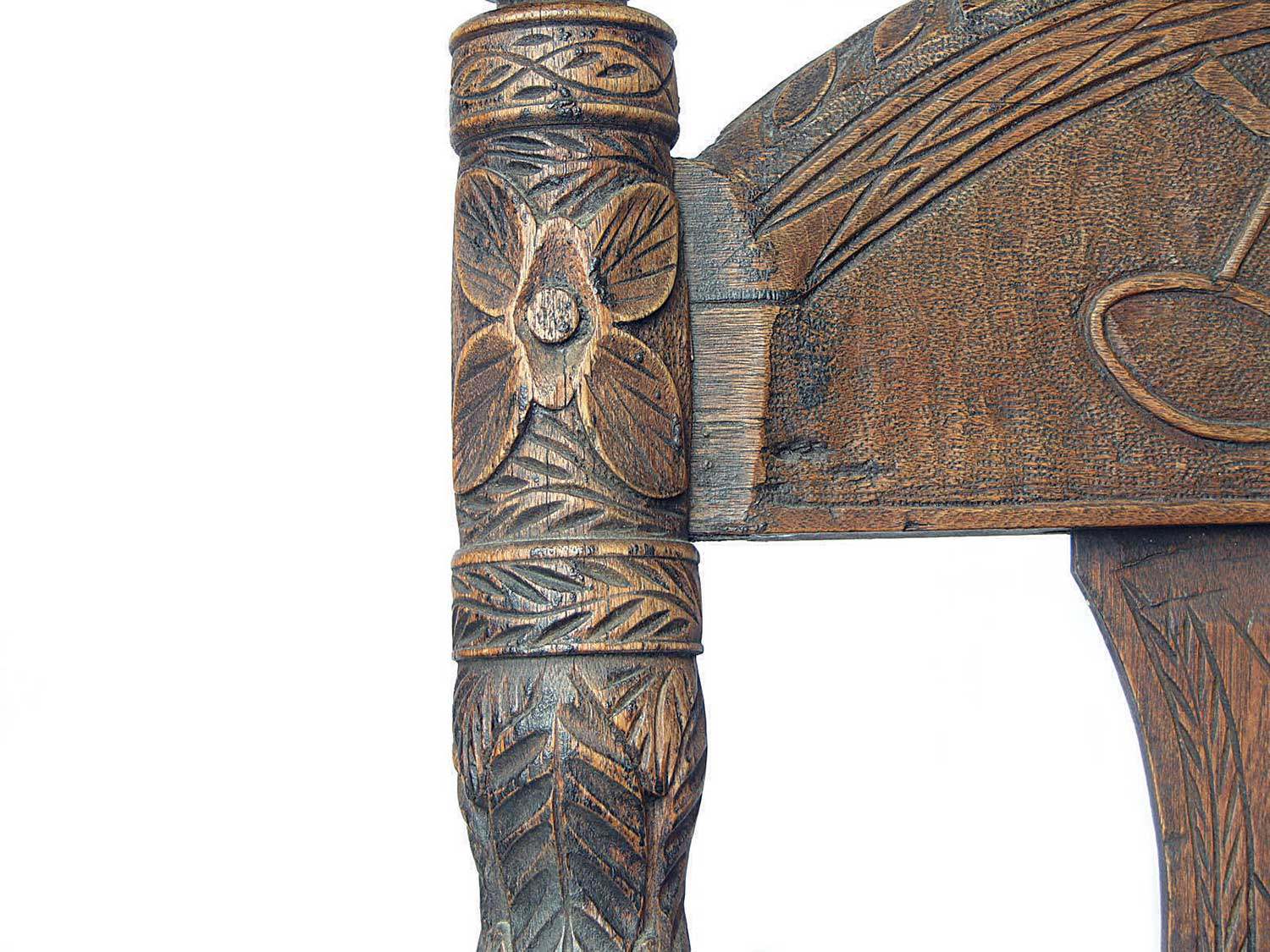 Carved walnut chairs on display at the Josiah Henson Museum of African-Canadian History (detail).