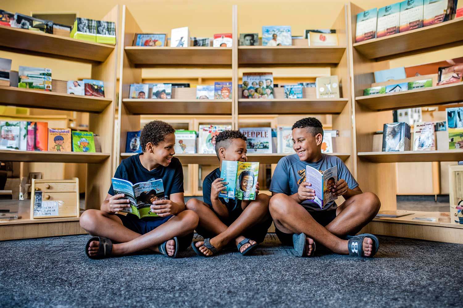 Three boys library Photo Ontario Southwest Chatham Kent Tourism 1500px