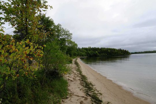 The beach of the Great Manitou Island Property, looking east