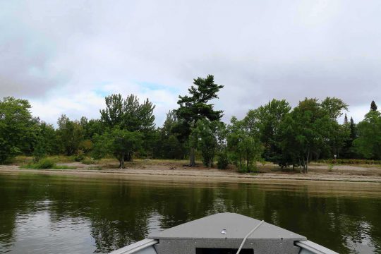 Approaching the main beach area of the Great Manitou Island Property