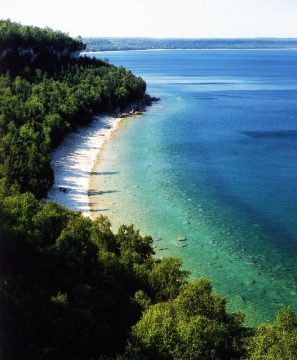 Aerial view of stone beach