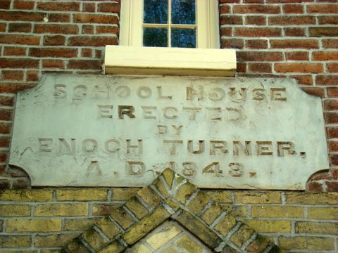 Enoch Turner Schoolhouse, Toronto (date stone)