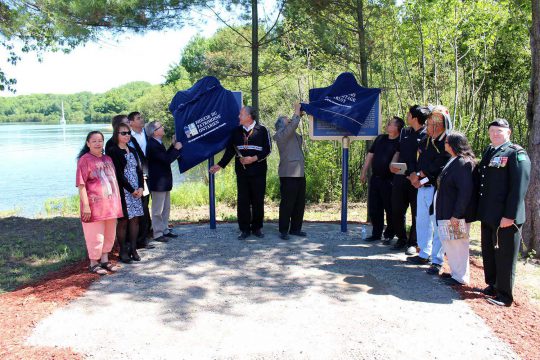 Plaque unveiling commemorating Chief Francis Pegahmagabow, 1889-1952.