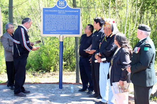 2015 provincial plaque unveiling commemorating Chief Francis Pegahmagabow