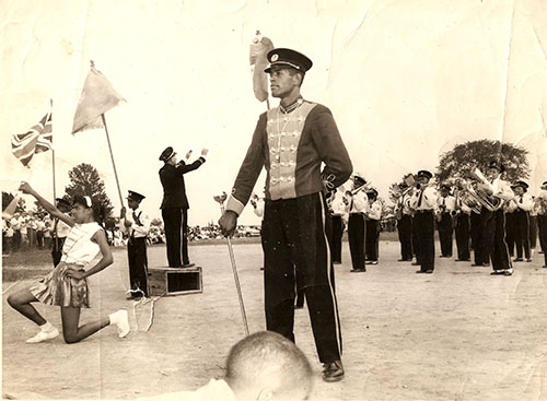 North Buxton Maple Leaf Band at a tattoo hosted in North Buxton, 1960