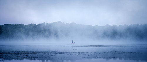 Canoeing on a lake