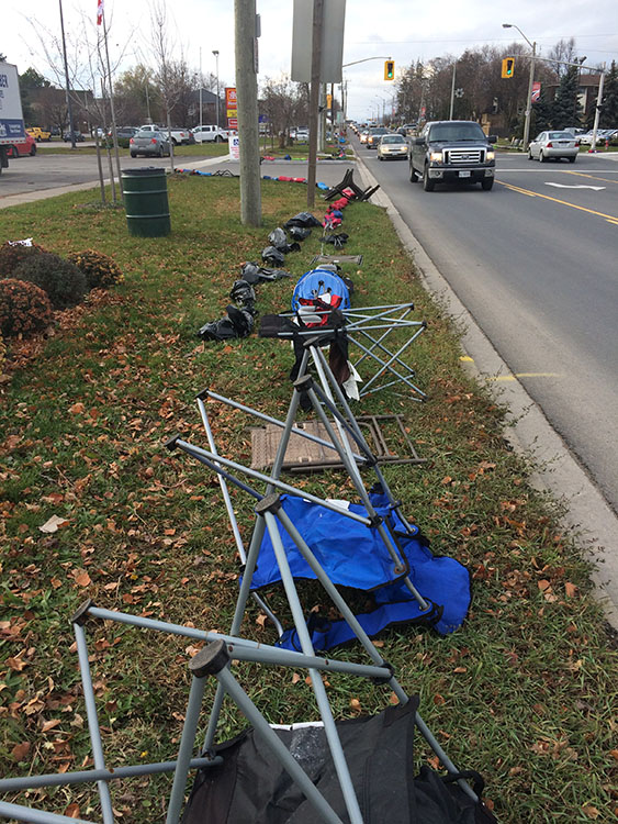 People getting ready for the Flamborough Santa Claus Parade
