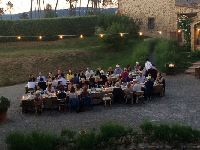 Family dinner outdoors