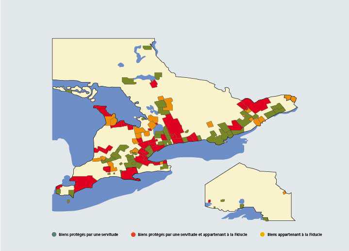 Répartition des propriétés de la Fiducie à travers l'Ontario