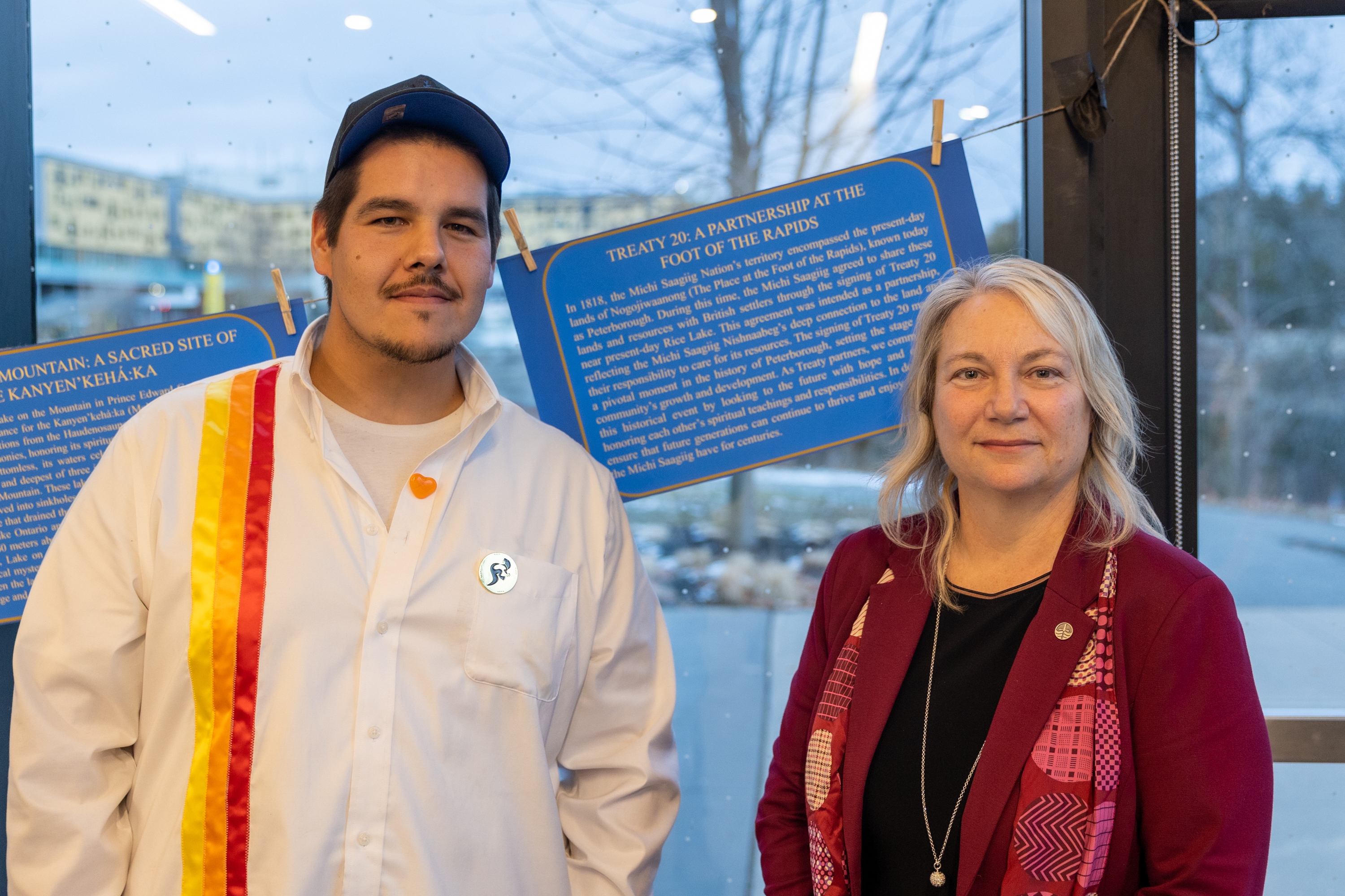 Devon Jacobs with Trent University President and Vice-Chancellor Cathy Bruce.