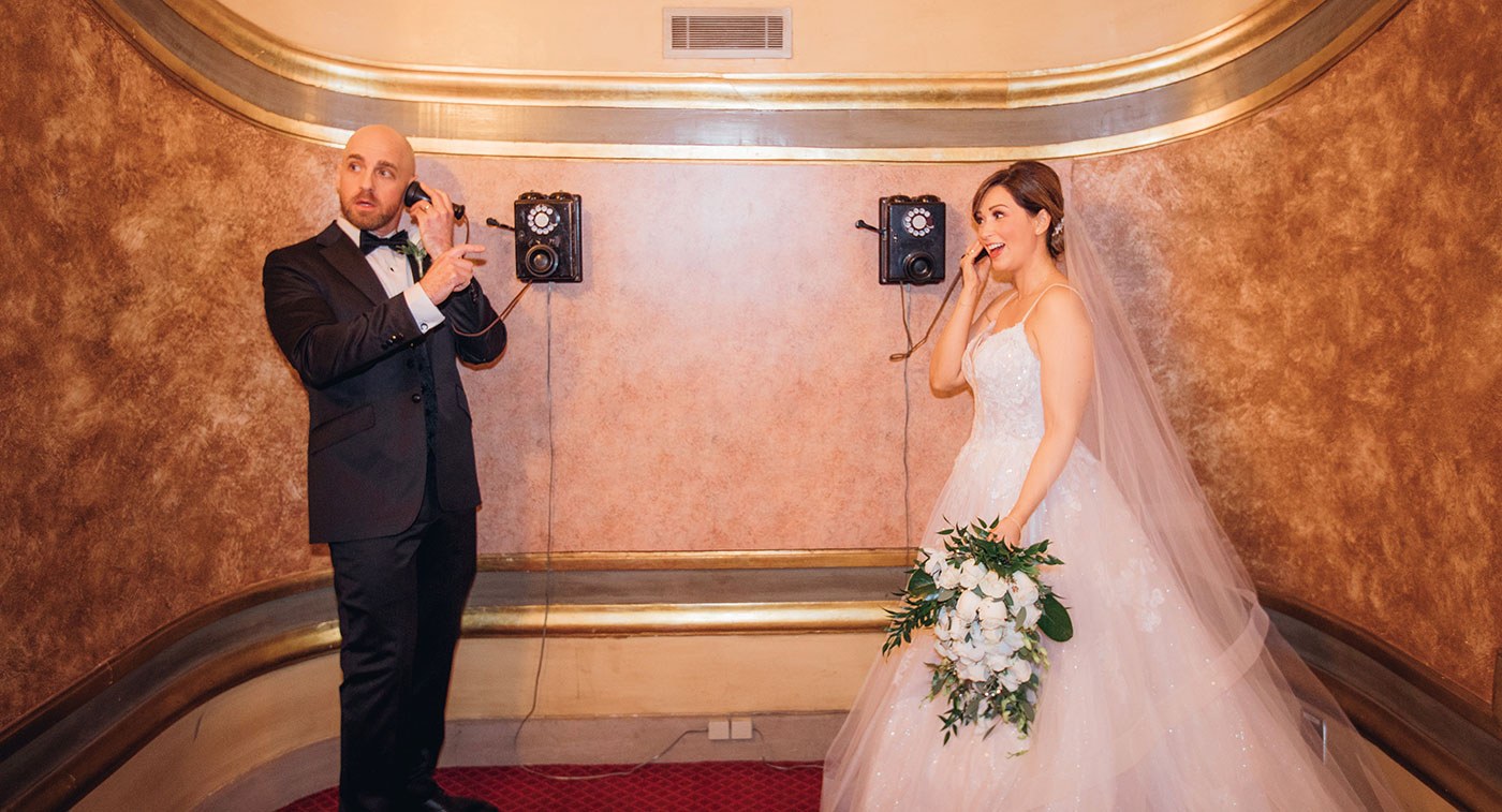 Engagement photo at the Elgin & Winter Garden Theatres (Photo: Camille Kotsos)