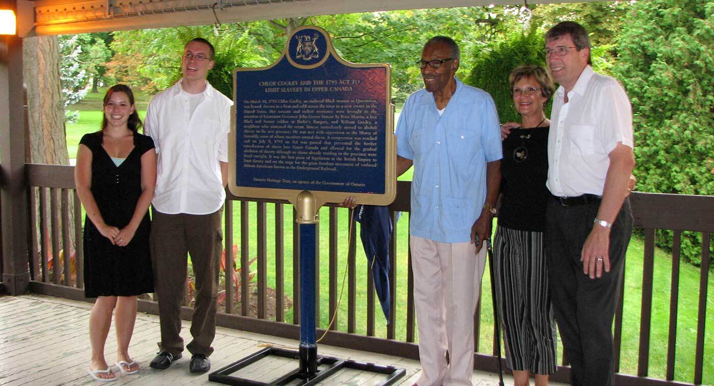 Unveiling of the provincial plaque to commemorate Chloe Cooley and the 1793 Act to Limit Slavery in Upper Canada