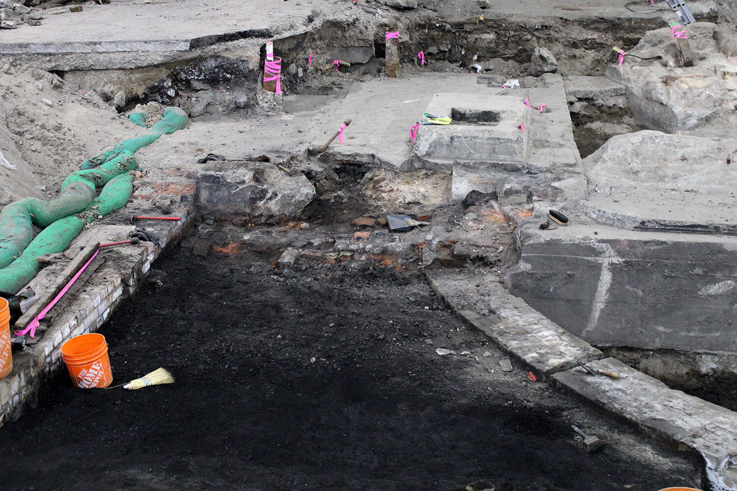 As seen here, much of the floor from the Consumers’ Gas period is covered by a thin layer of coal