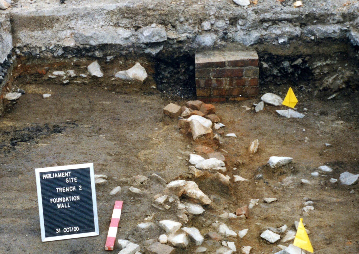 After excavating an area, archaeologists clean the trench walls to see stratigraphy more clearly. But it can still be a bit confusing to look at.