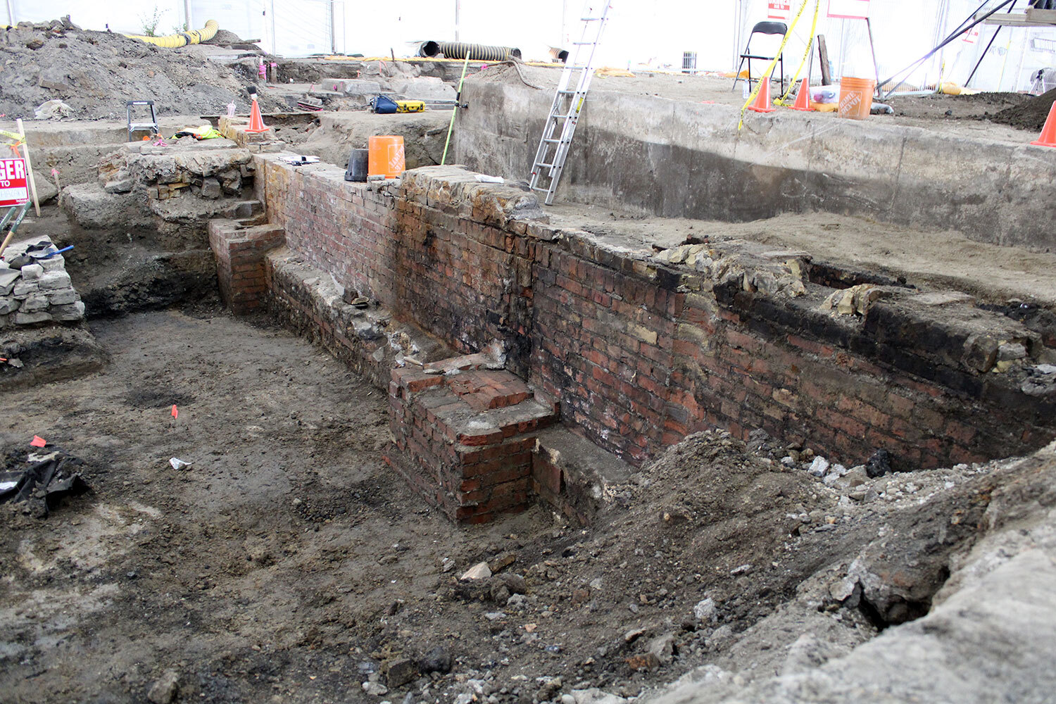 Brick wall from the Consumers’ Gas period, uncovered in 2023