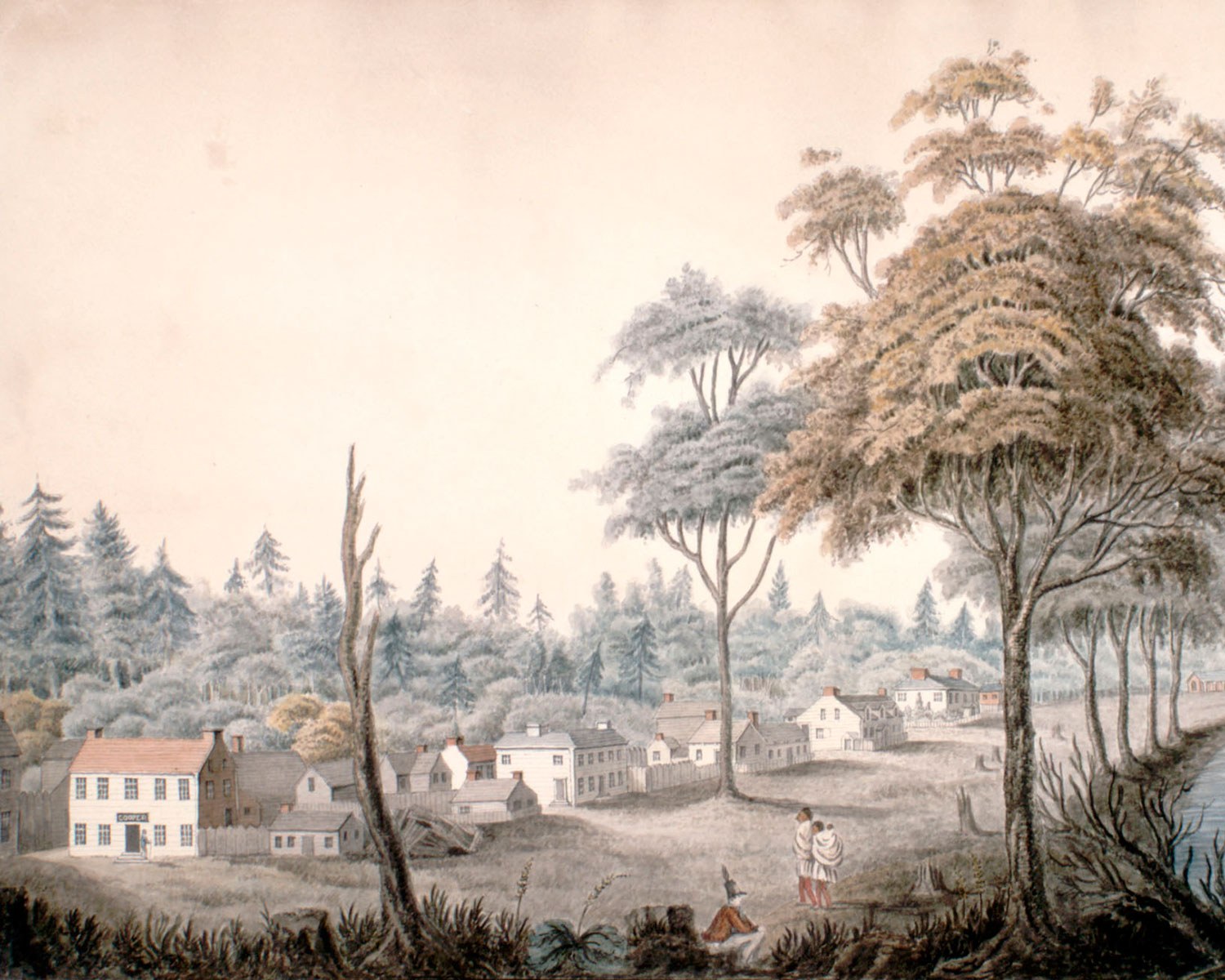 Watercolour painting by Elisabeth Francis Hale showing a view of York from Lake Ontario in 1804. (Photo: Library and Archives Canada)