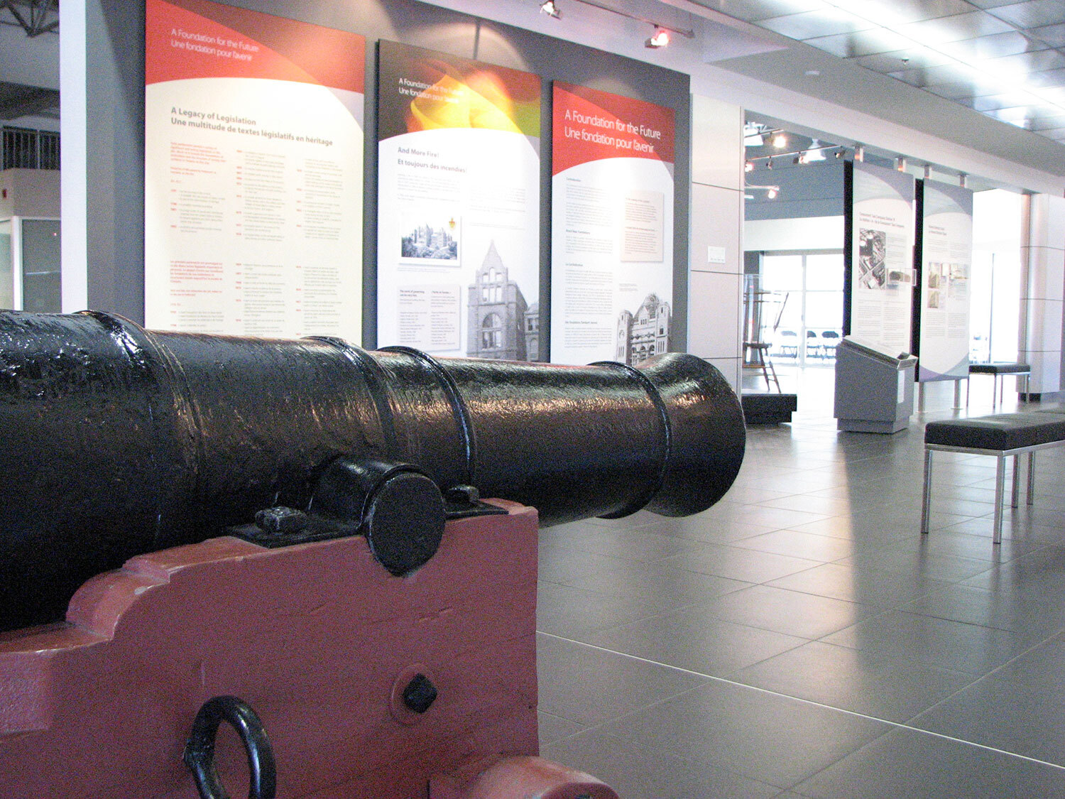 A British 4-pounder cannon, like those used in the War of 1812, on display at the First Parliament interpretive centre
