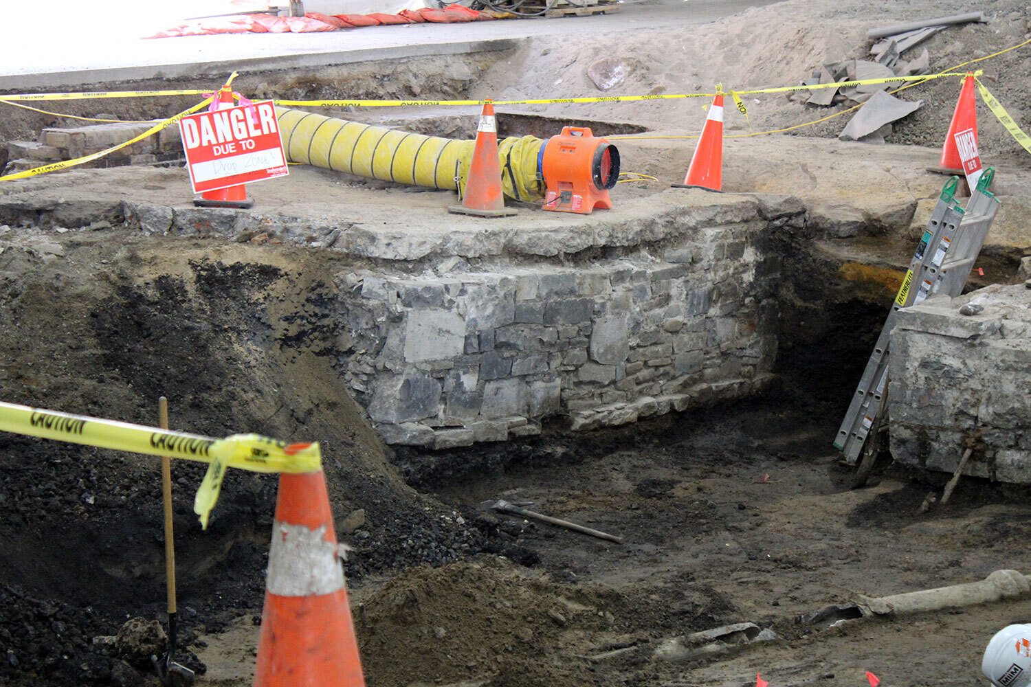 Limestone foundations from the Consumers' Gas period, unearthed in 2023