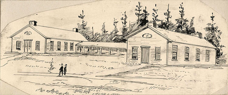 This late-19th-century sketch shows what the First Parliament buildings may have looked like in the early 1800s. (Photo: Toronto Public Library)