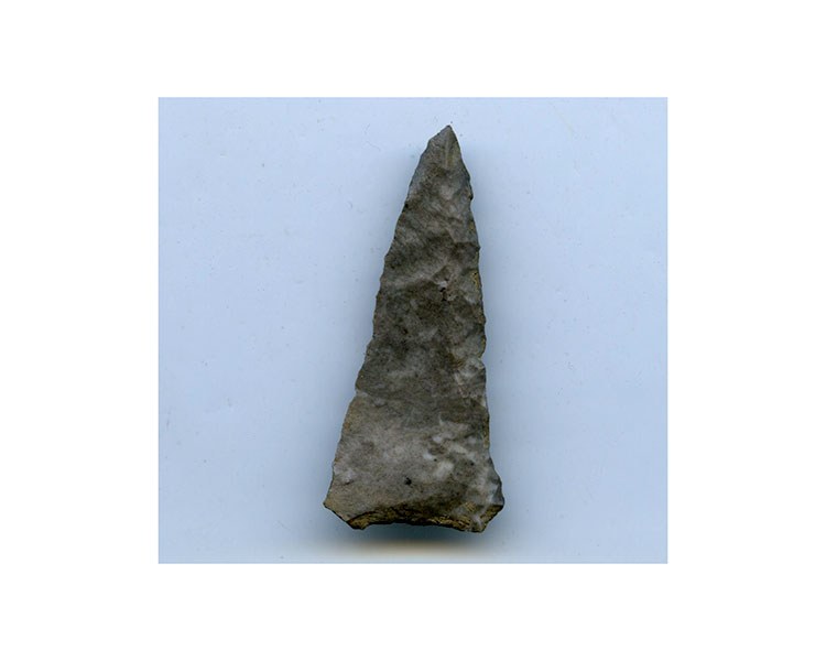 Well-made triangular projectile point, 1500-450 BP, discovered during excavations at Toronto’s Ashbridge Estate