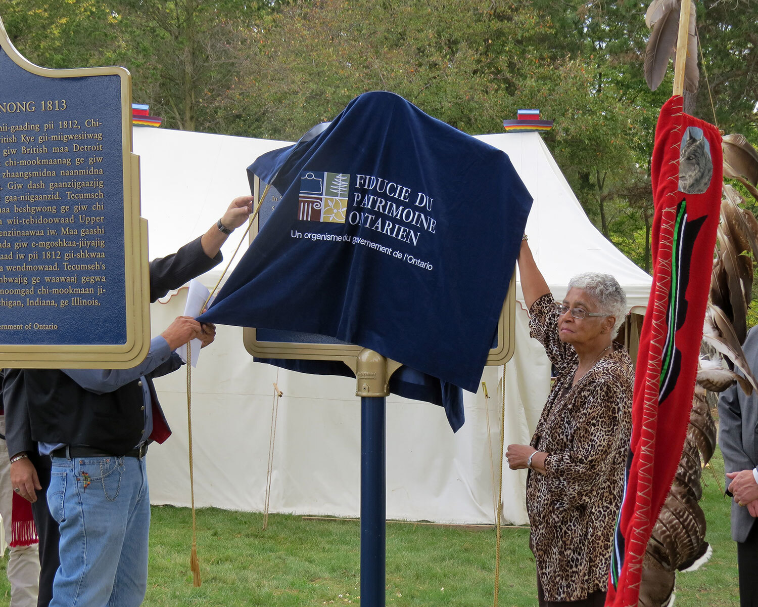 Dévoilement d'une plaque provinciale à Thamesville pour commémorer la bataille de Moraviantown