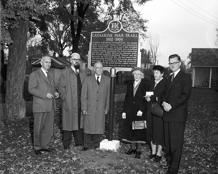 Unveiling of a provincial plaque in 1958 to commemorate Catharine Parr Traill