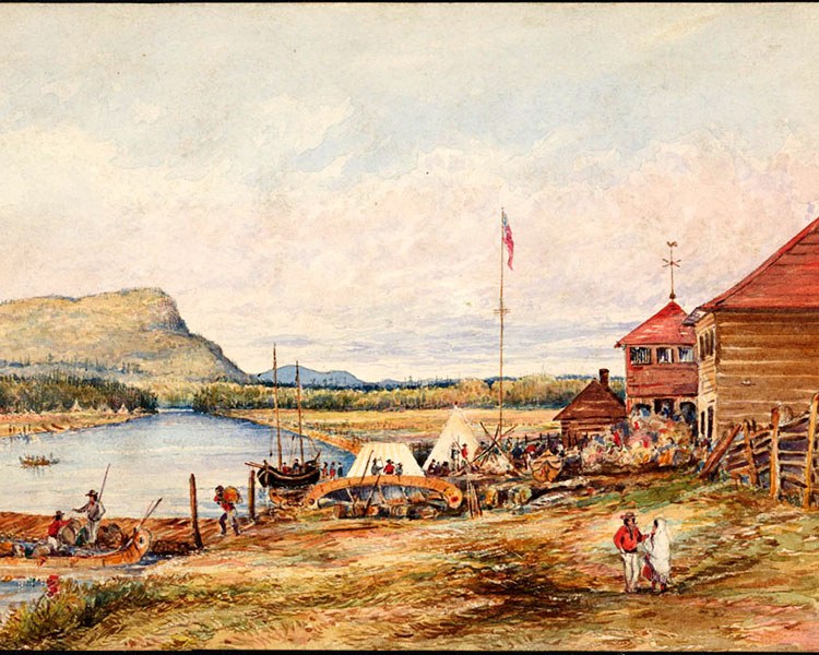 Fort William, à l’embouchure de la rivière Kaministiquia (Photo : Bibliothèque et Archives Canada, Acc. No. 1974-51-1)