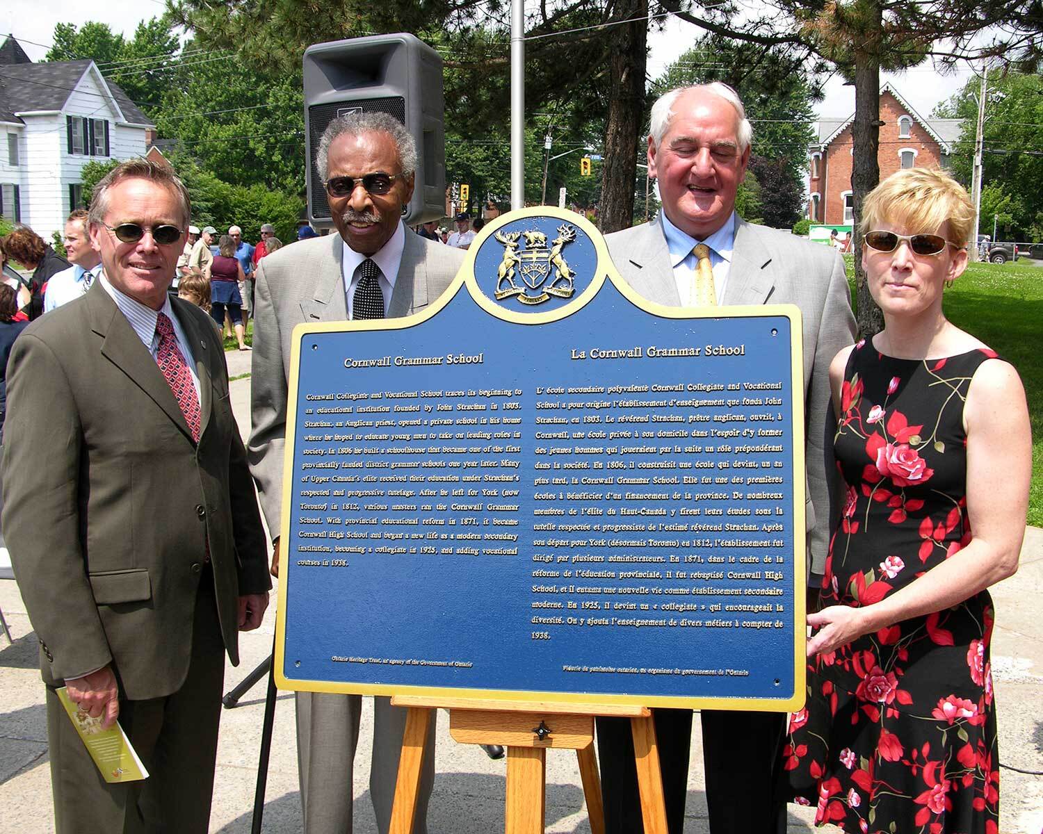 Unveiling of the provincial plaque commemorating the Cornwall Grammar School