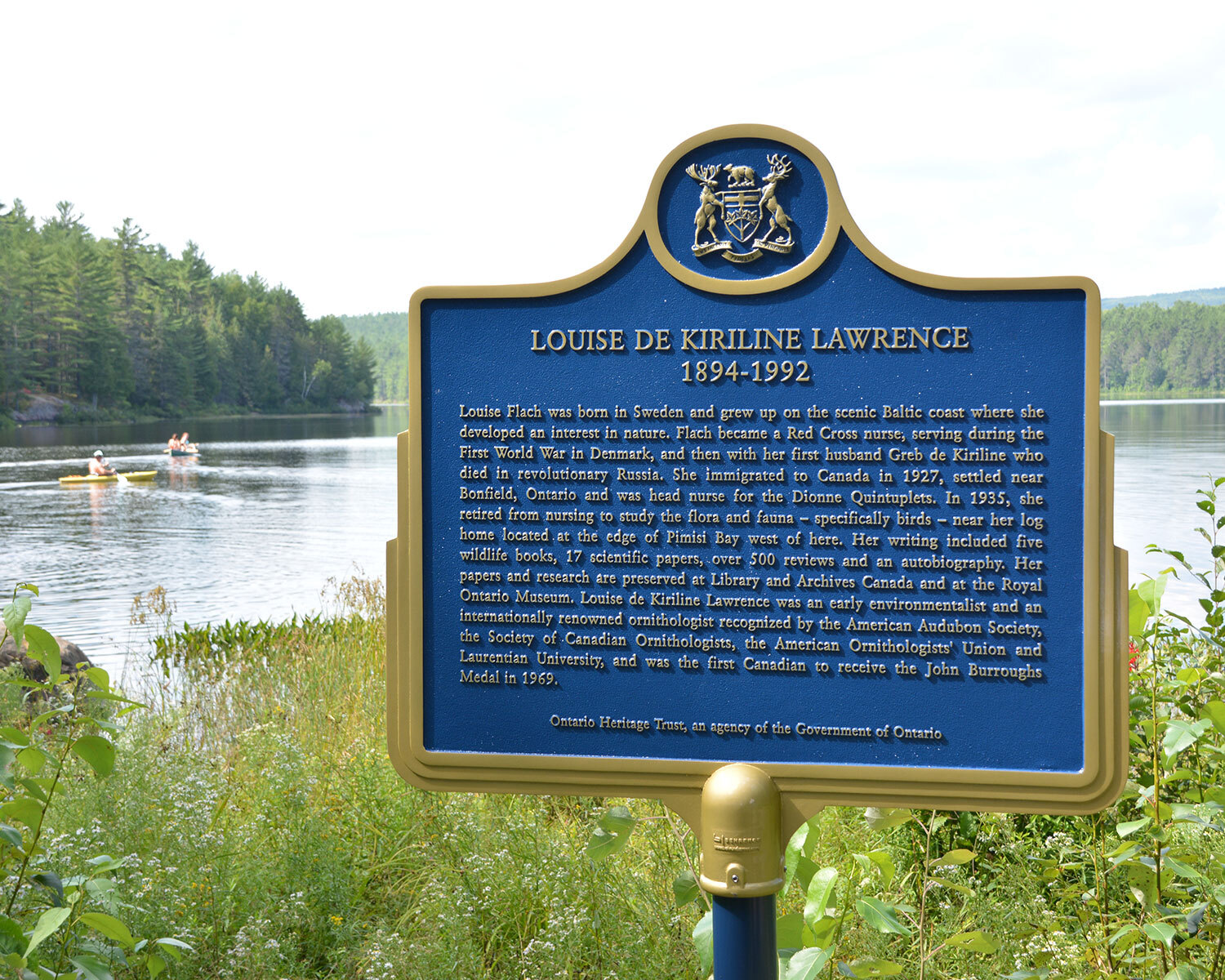 Provincial plaque commemorating Louise de Kiriline Lawrence