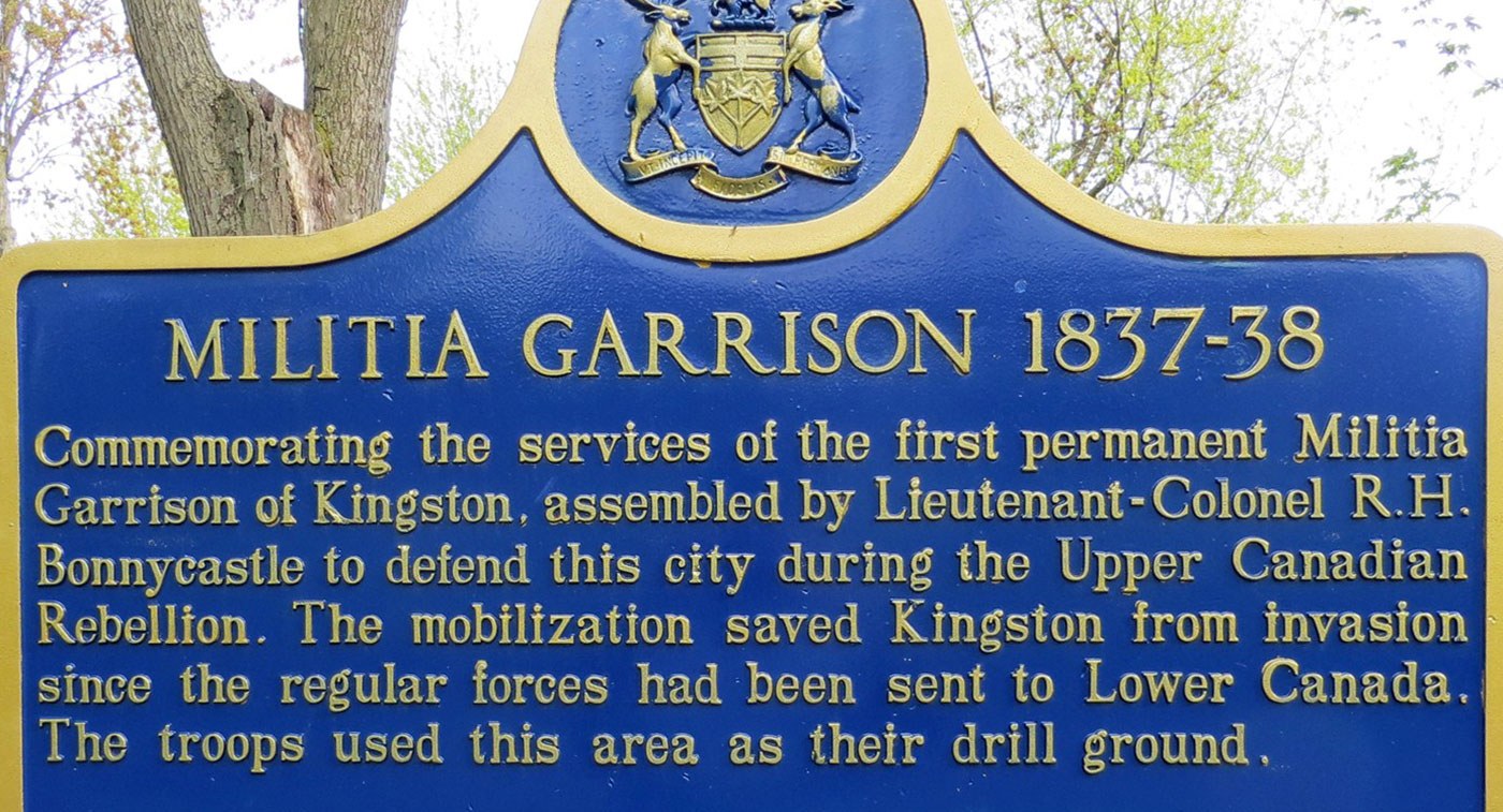 Provincial plaque commemorating the Militia Garrison 1837-38 (Photo: www.waymarking.com)