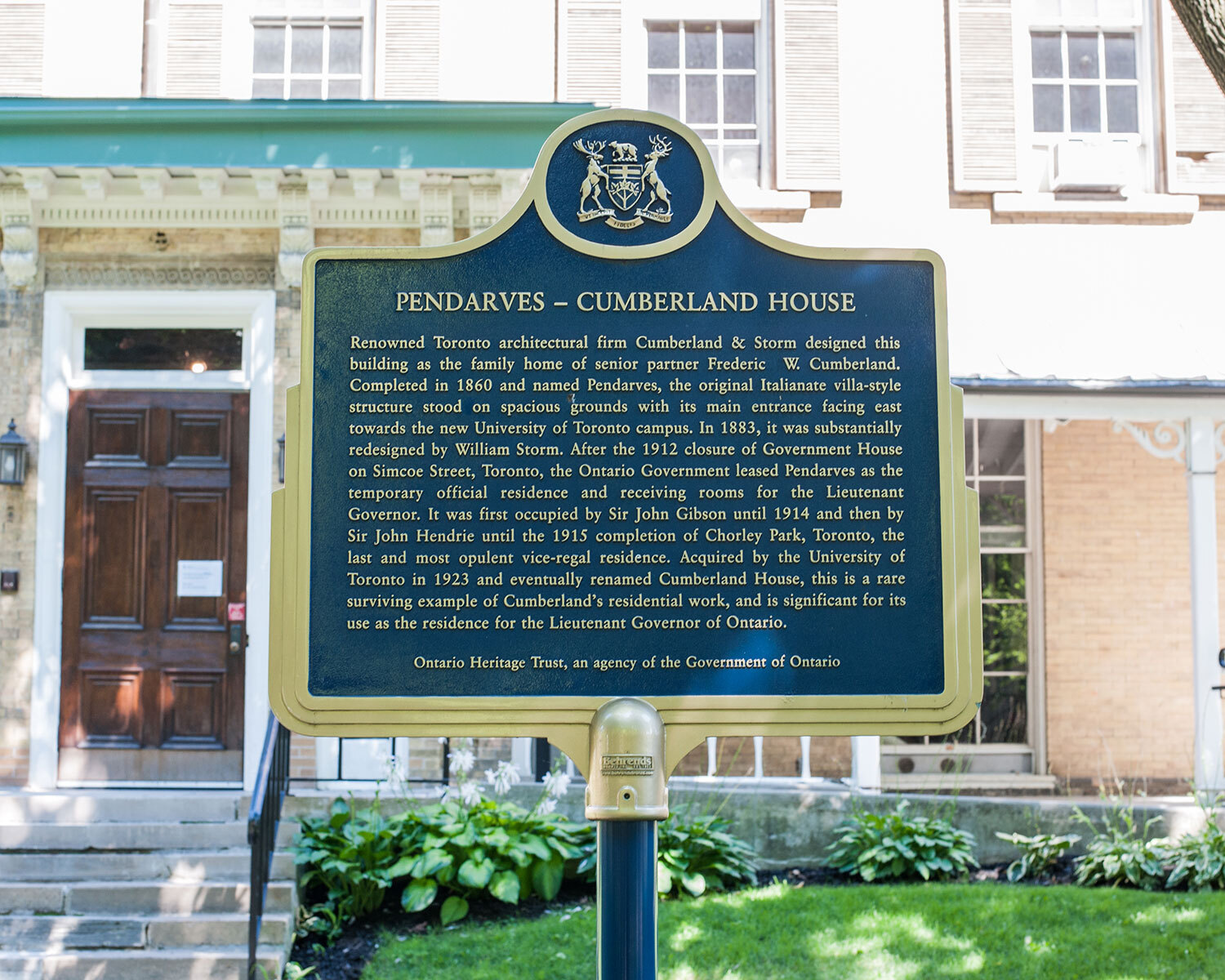 Provincial plaque commemorating Pendarves, Toronto