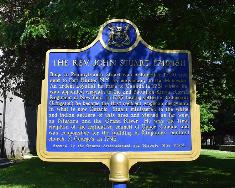 Plaque provinciale commémorant le révérend John Stuart, 1740-1811