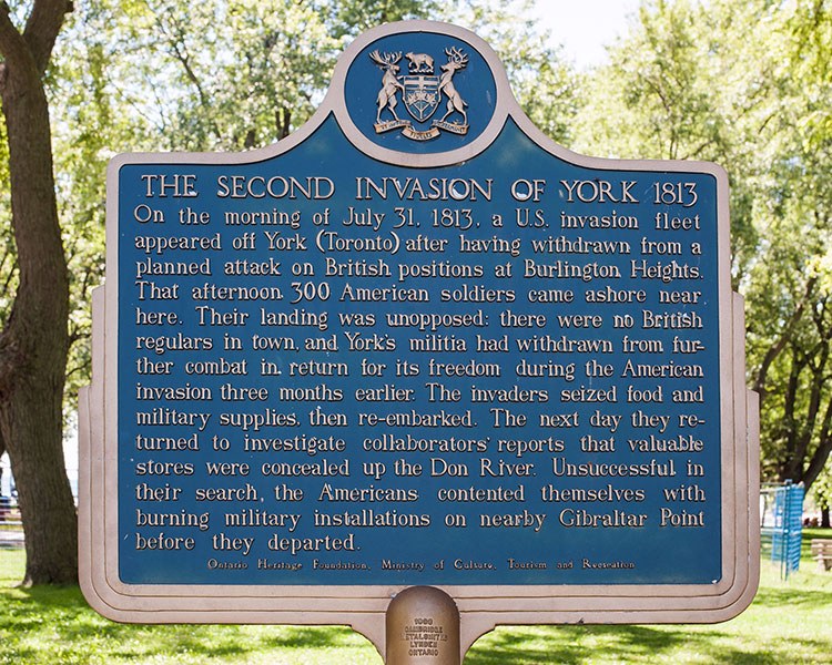The Second Invasion of York 1813 provincial plaque