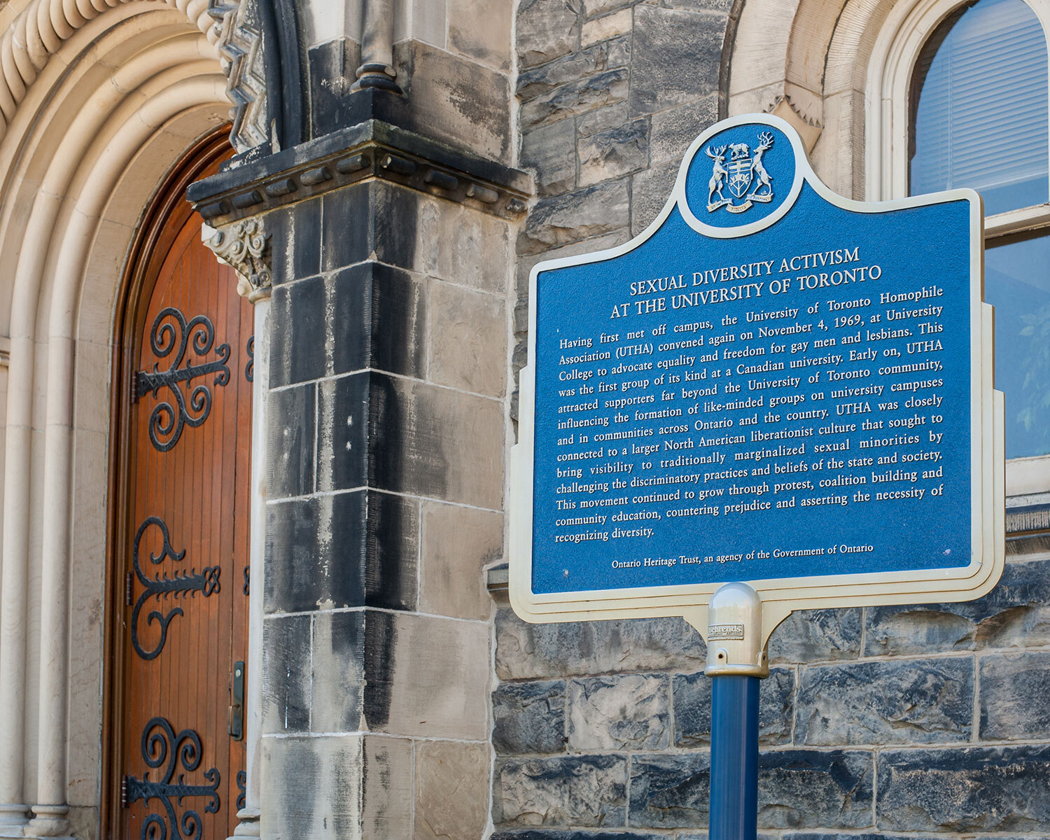 Provincial plaque commemorating Sexual Diversity Activism at the University of Toronto