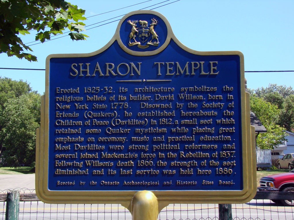 Provincial plaque commemorating the Sharon Temple, East Gwillimbury