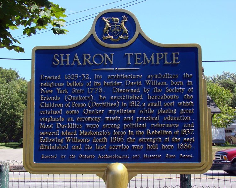 Provincial plaque commemorating the Sharon Temple, East Gwillimbury