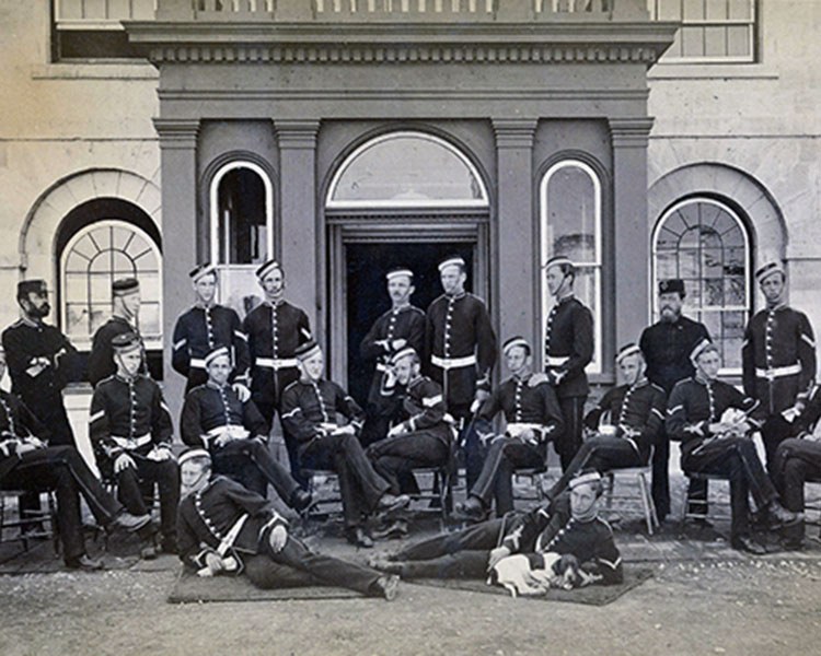 Soldiers posing outside the Stone Frigate, Kingston (Photo: Royal Military College of Canada)