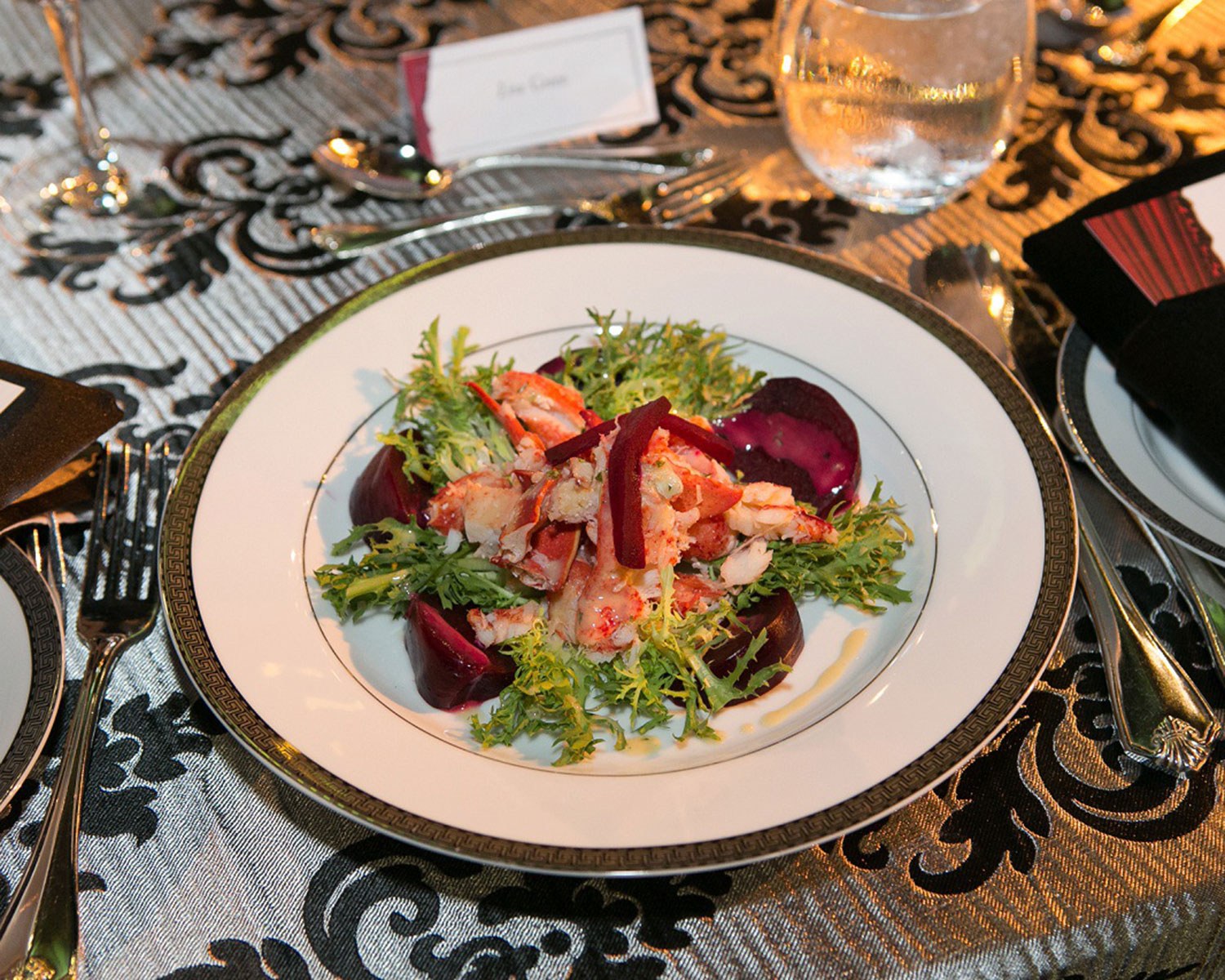 Plate of food at a catered event