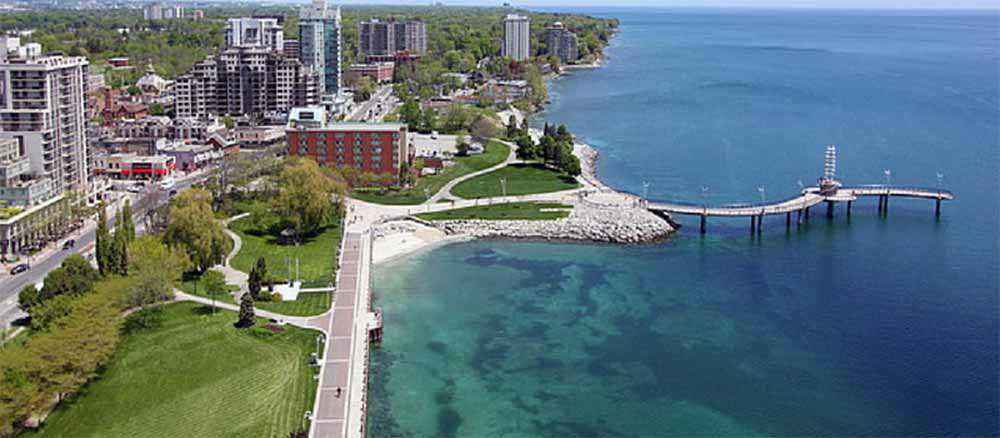 Aerial view of Burlington's shoreline