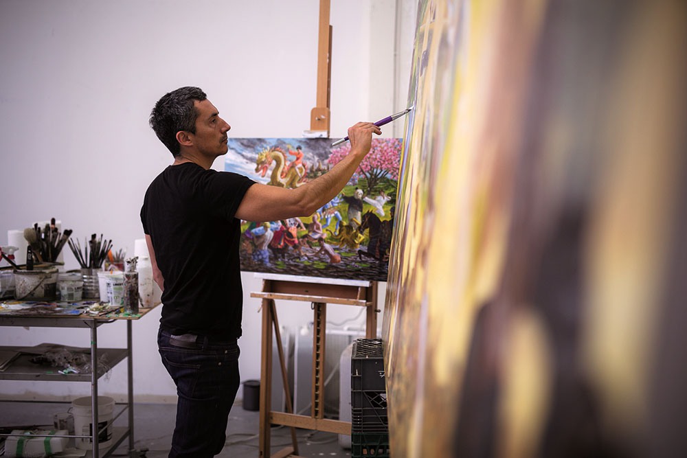 Kent Monkman in studio