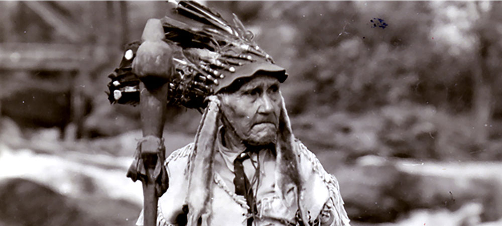 Chief John Bigwin, at Muskoka River, Bracebridge, Ontario. Photo: Thatcher Studio